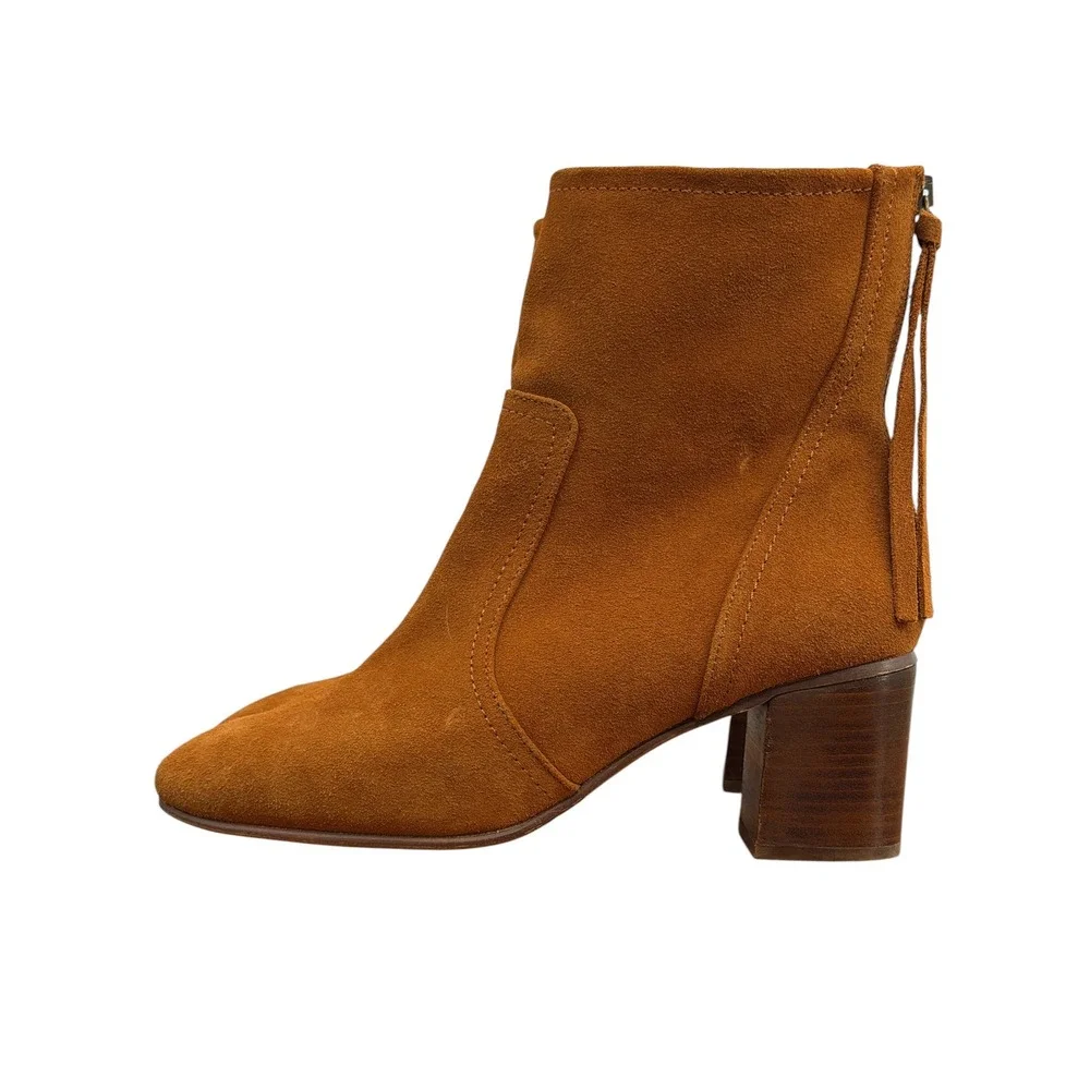 Farylrobin Anthropologie Brown Ankle Boots Womens SZ 9 40 Boho Slim Suede Tassel